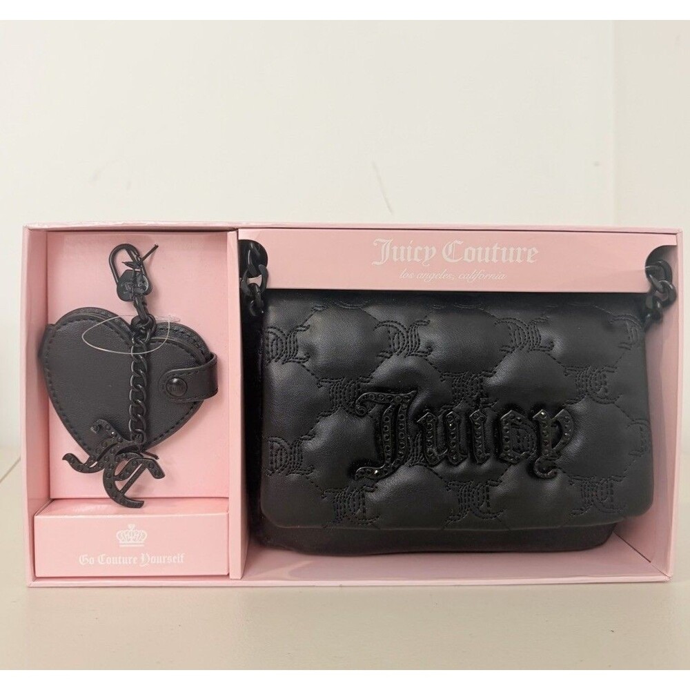 Juicy Couture Quilted Flap Small Crossbody with Key Charm and Box